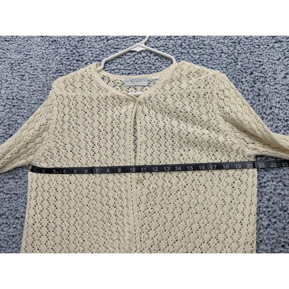 VTG Old Navy Crochet Cardigan Size L Boho Fisherman 90s Y2K Fairy Preppy Cream - Picture 11 of 12